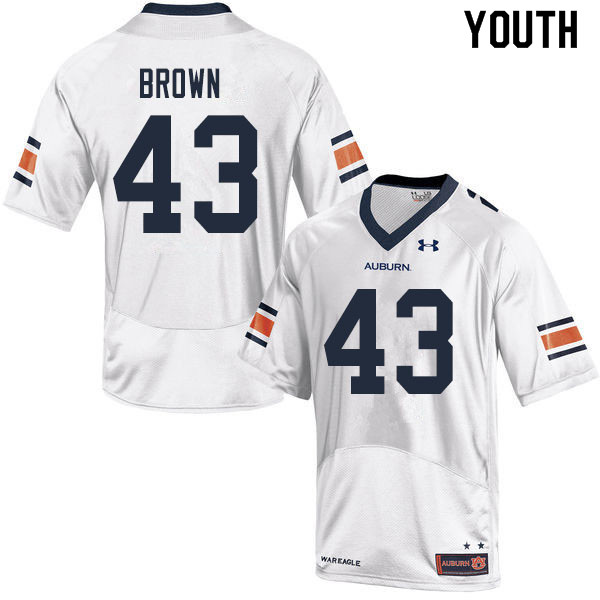 Youth #43 Kameron Brown Auburn Tigers College Football Jerseys Sale-White
